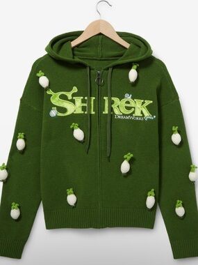 Dreamworks Shrek Logo Onion Knit Women's Zippered Hoodie | Sz XS
